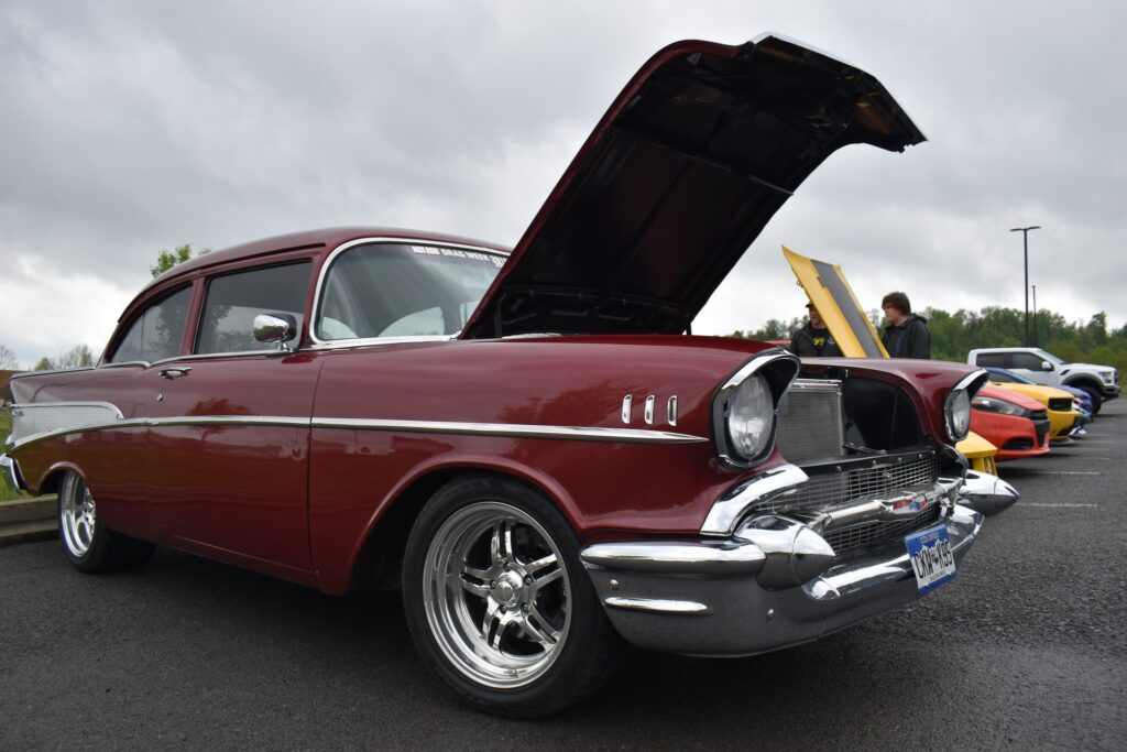 1957 chevy bel air at cars and coffee bridgeport